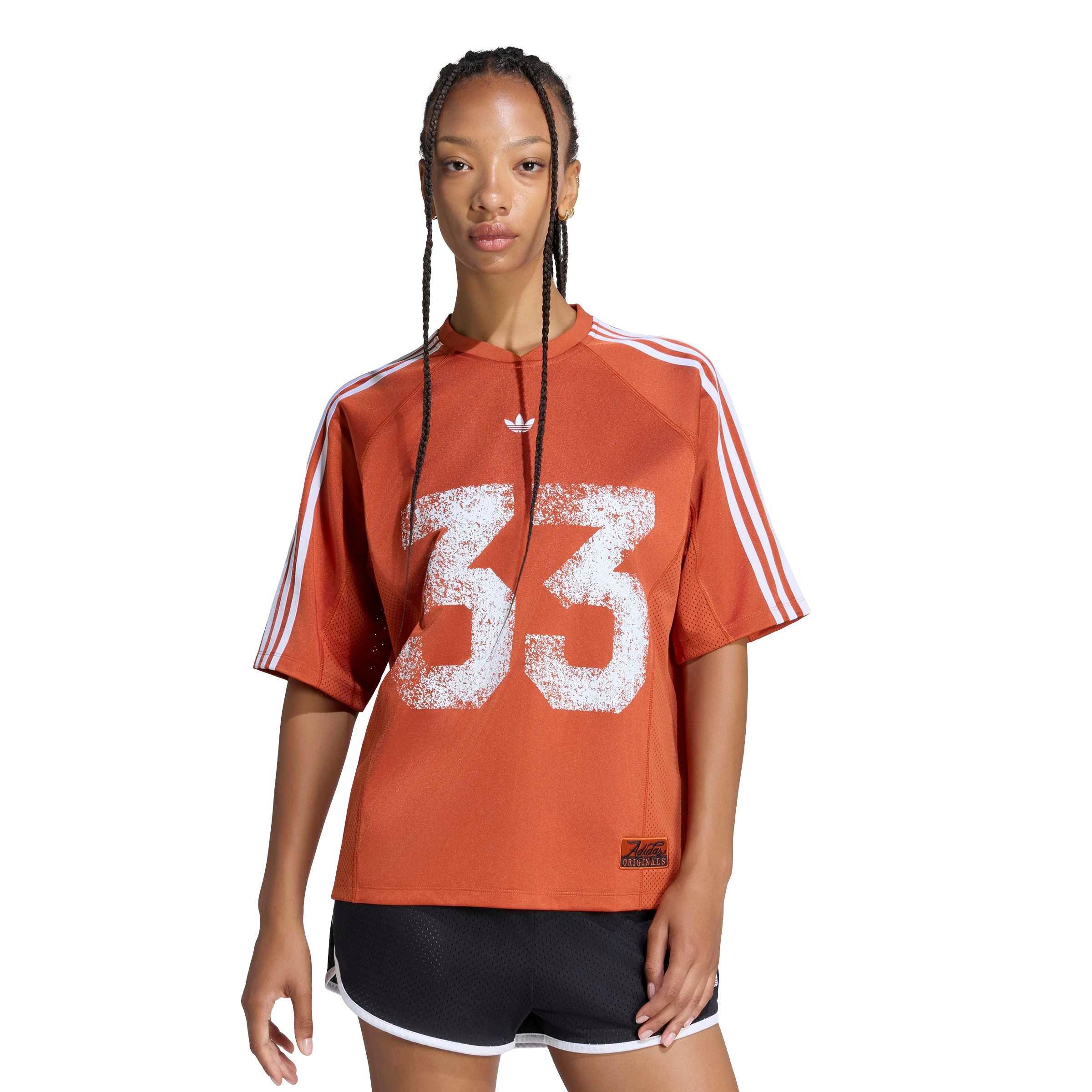 adidas Originals Women's Injection Short Sleeve Jersey Top - Orange - ORANGE